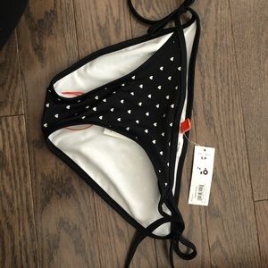 BNWT black white heart print sidetie bikini bottom